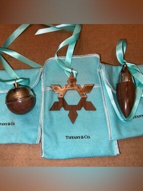 Tiffany & Co. Wood and Metal Ornament bundle